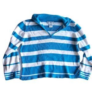 Worthington Essentials Vintage Cropped Stripe Collared Boxy Top